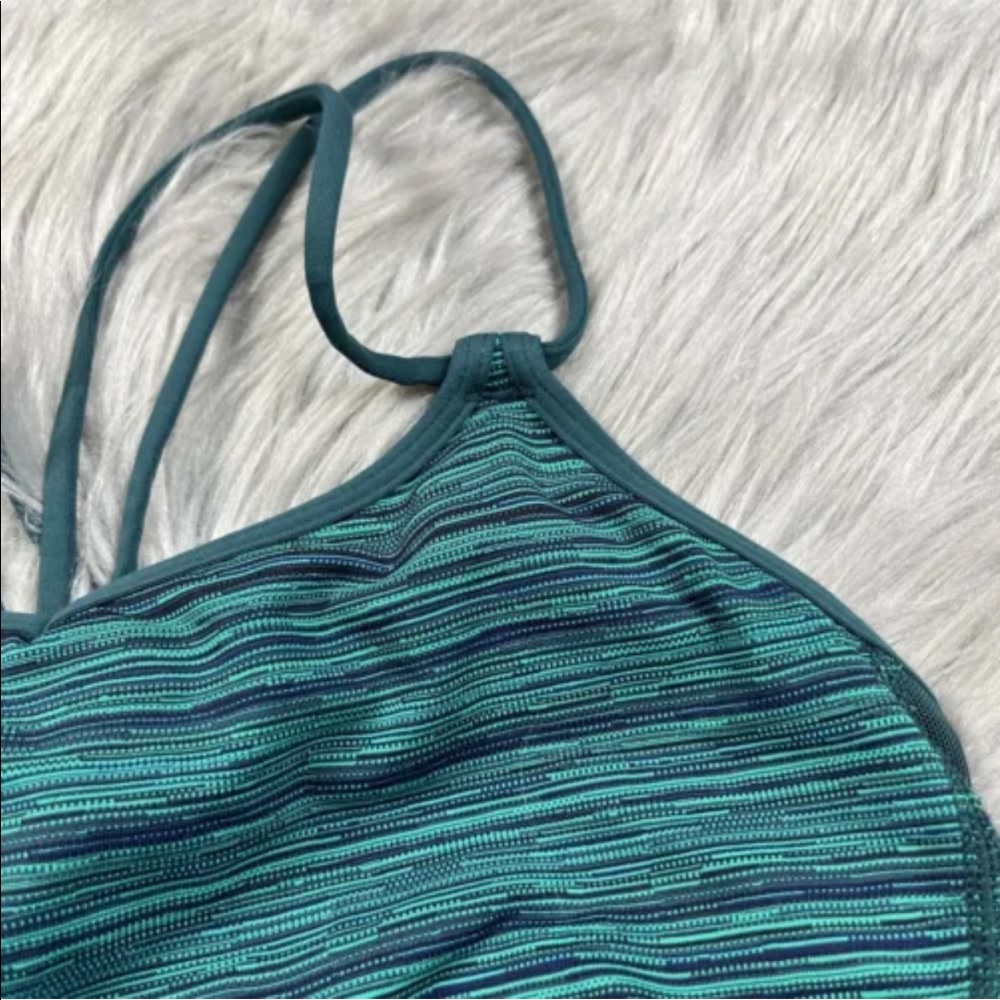 Lululemon Make A Move Sports Bra Size 4 Cyber Jungle Hero Blue Deep Green - Picture 8 of 9